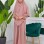 Islamisches Scharia-Kleid mit einlagigem Khimar 829 - Puder