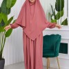 Modest Sharia Dress with Single-Layer Khimar 829 - light pink