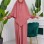 Islamisches Scharia-Kleid mit einlagigem Khimar 829 - Hellrosa