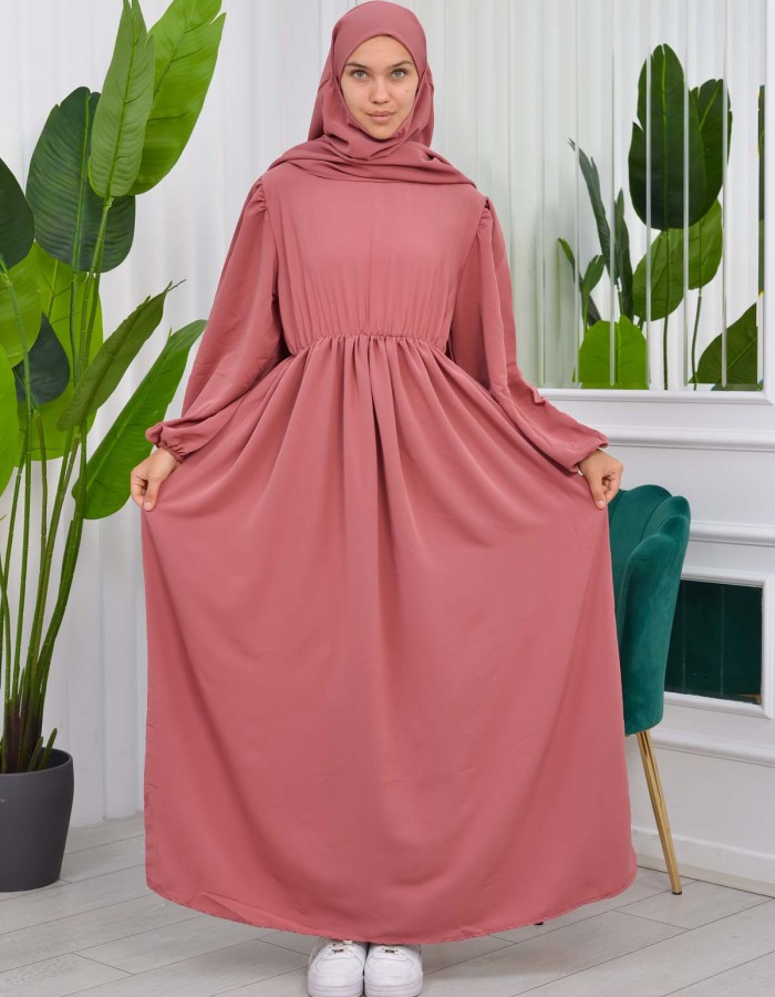 Muslim Hijab Dress set 2 Pieces 829 Açık Pembe
