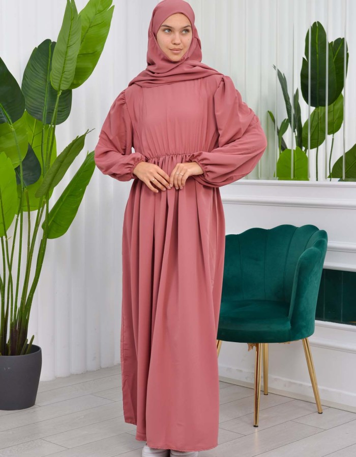 Muslim Hijab Dress set 2 Pieces 829 Açık Pembe