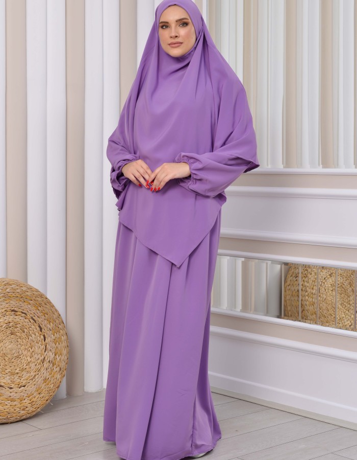 Muslim Hijab Dress set 2 Pieces 829 - lilac