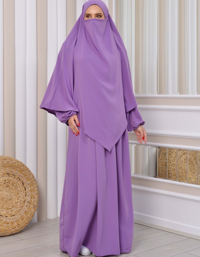 Muslim Hijab Dress set 2 Pieces 829 - lilac