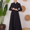 Modest Topcoat With Buttoned Detail 1220 Siyah