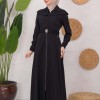 Modest Topcoat With Buttoned Detail 1220 Siyah