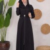 Modest Topcoat With Buttoned Detail 1220 Siyah