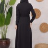 Modest Topcoat With Buttoned Detail 1220 Siyah