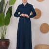 Modest Topcoat With Buttoned Detail 1220 Turkuaz