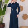 Modest Topcoat With Buttoned Detail 1220 Turkuaz
