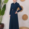 Modest Topcoat With Buttoned Detail 1220 Turkuaz
