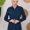 Modest Topcoat With Buttoned Detail 1220 Turkuaz