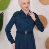 Modest Topcoat With Buttoned Detail 1220 Turkuaz