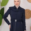 Modest Topcoat With Buttoned Detail 1220 Lacivert