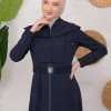 Modest Topcoat With Buttoned Detail 1220 Lacivert