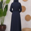 Modest Topcoat With Buttoned Detail 1220 Lacivert