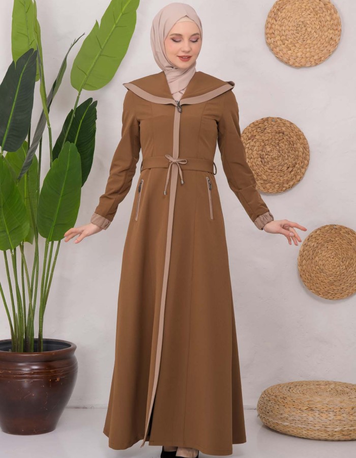 Modest linen  trench coat 1221 - tan