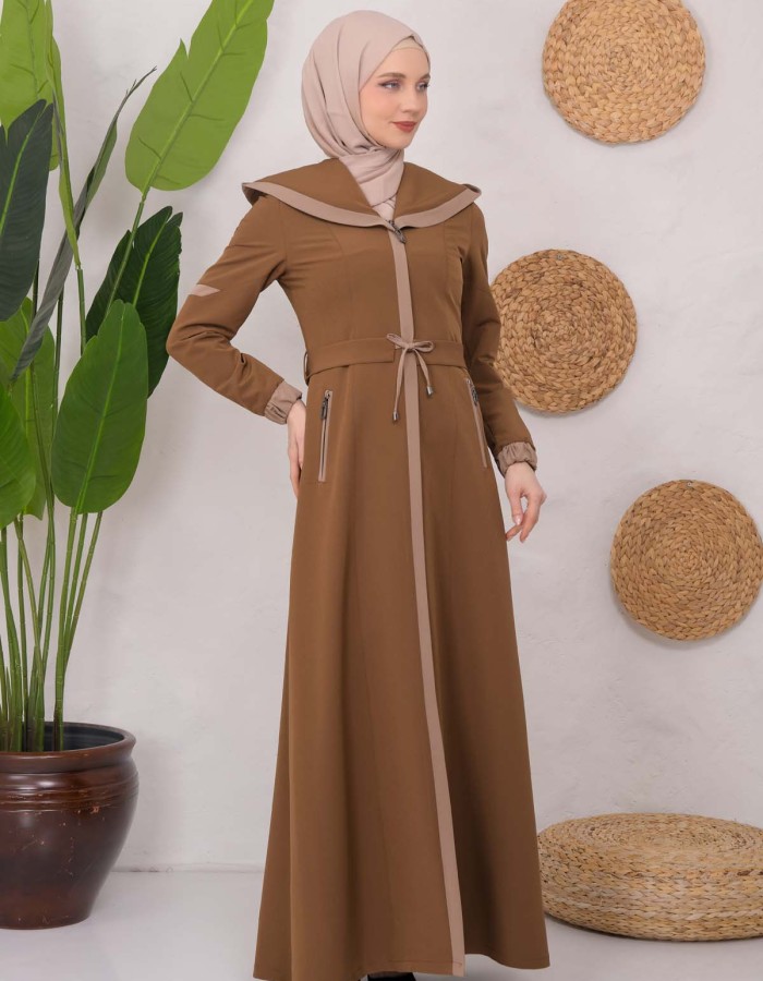 Modest linen  trench coat 1221 - tan