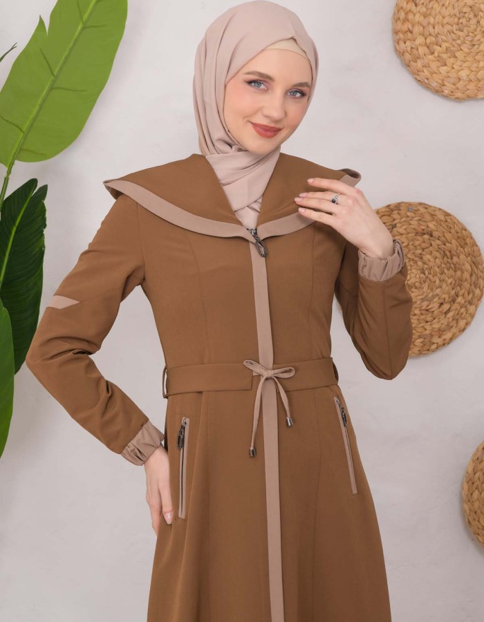 Modest linen  trench coat 1221 - tan
