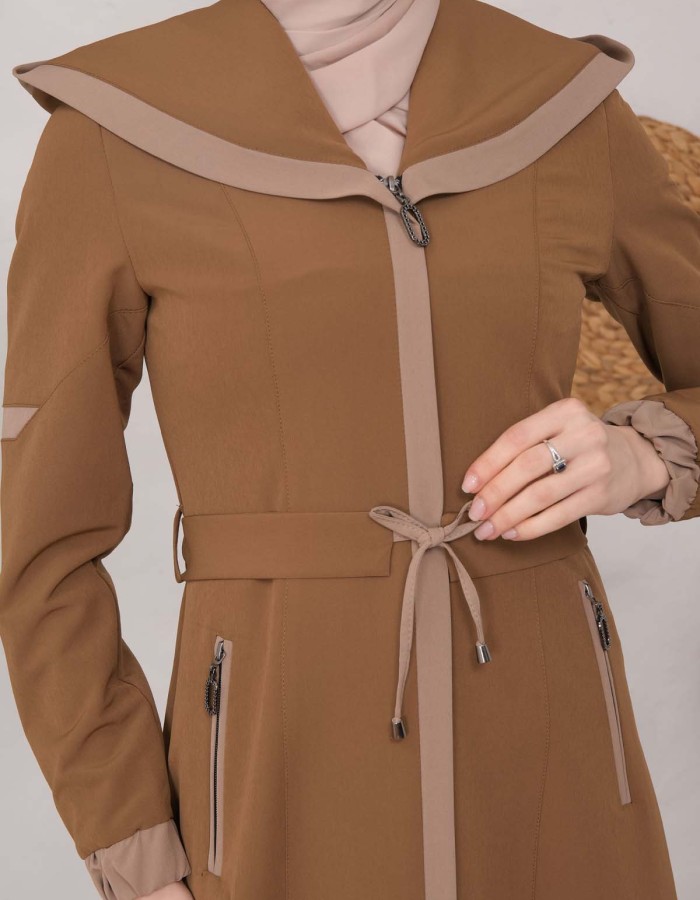 Modest linen  trench coat 1221 - tan