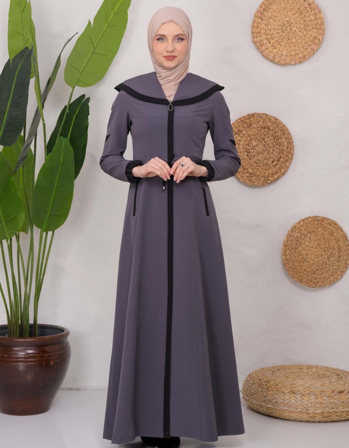 Modest linen  trench coat 1221 - Antrasıt