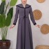 Modest linen  trench coat 1221 - Antrasıt