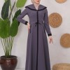 Modest linen  trench coat 1221 - Antrasıt