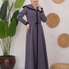 Modest linen  trench coat 1221 - Antrasıt