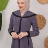 Modest linen  trench coat 1221 - Antrasıt