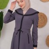 Modest linen  trench coat 1221 - Antrasıt