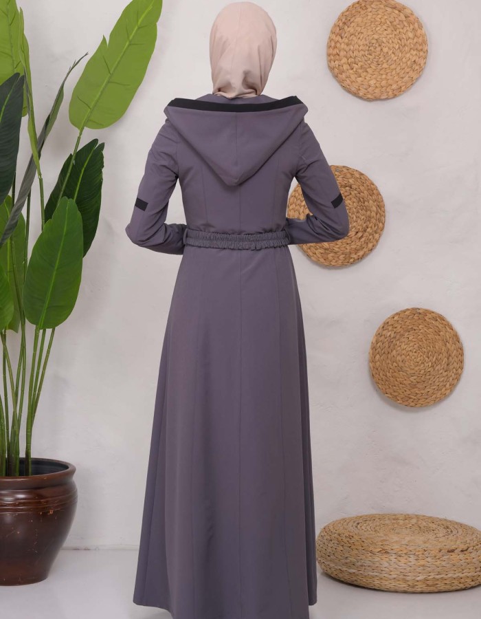 Modest linen  trench coat 1221 - Antrasıt