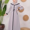 Modest linen  trench coat 1221 - gray