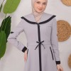 Modest linen  trench coat 1221 - gray