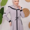 Modest linen  trench coat 1221 - gray