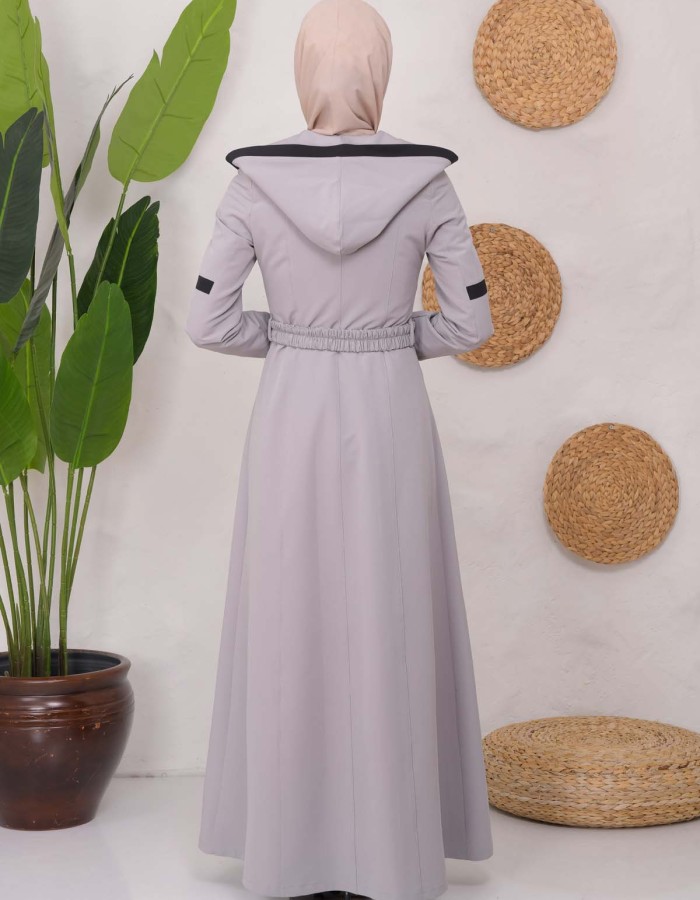 Modest linen  trench coat 1221 - gray