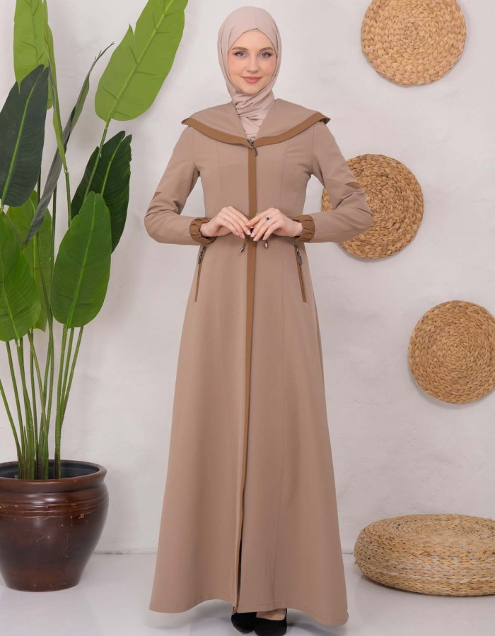 Modest linen  trench coat 1221 - light brown