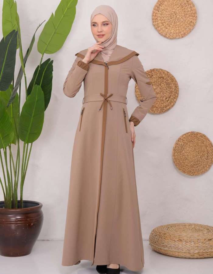 Modest linen  trench coat 1221 - light brown