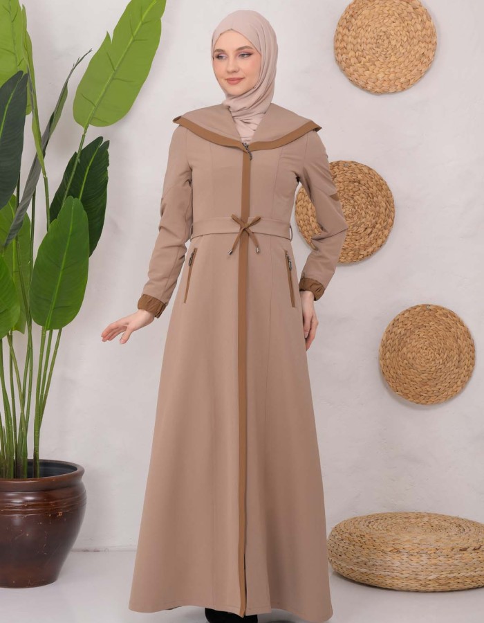 Modest linen  trench coat 1221 - light brown