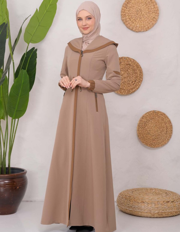 Modest linen  trench coat 1221 - light brown