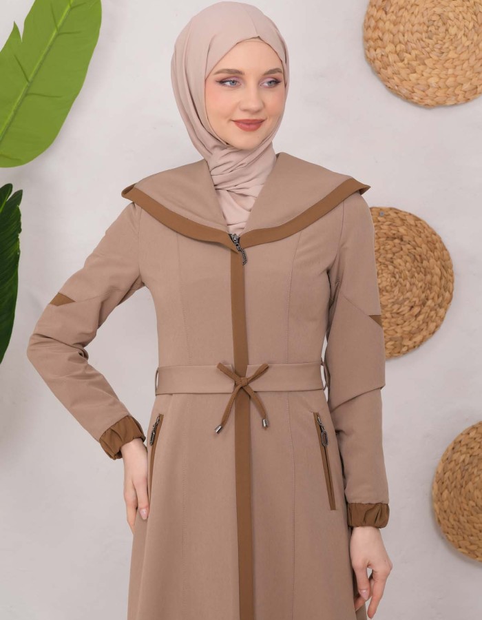 Modest linen  trench coat 1221 - light brown