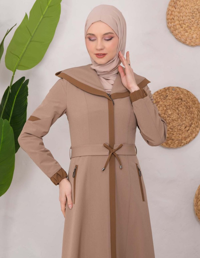 Modest linen  trench coat 1221 - light brown