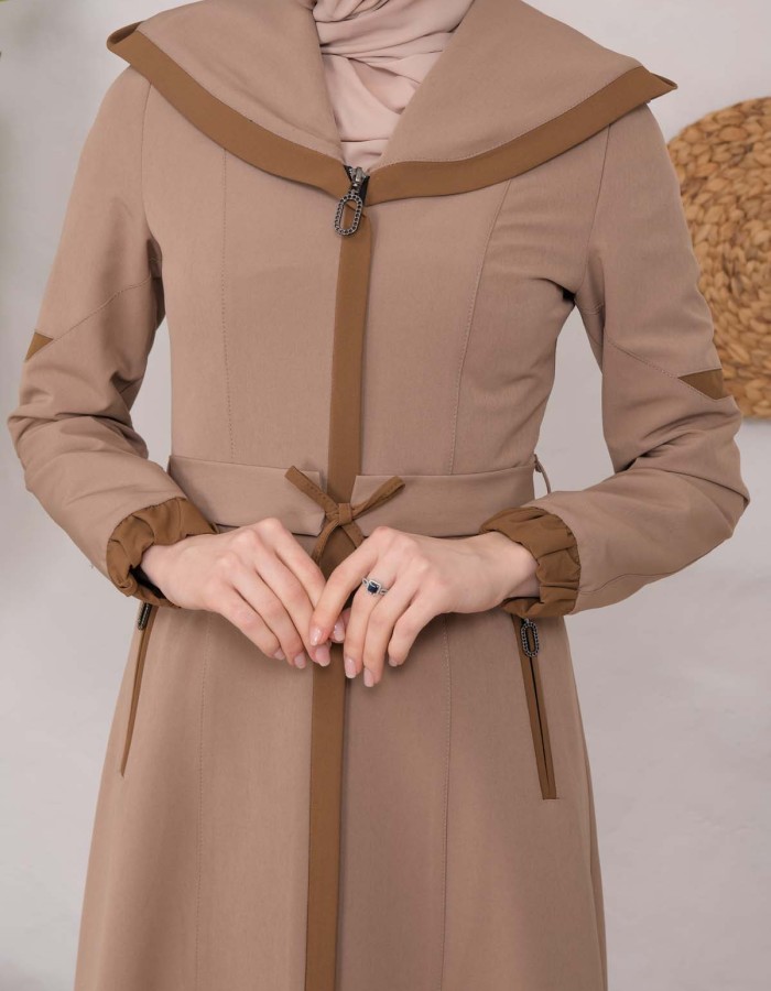 Modest linen  trench coat 1221 - light brown