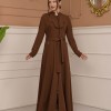 Luxury brada Fabric Manto with Satin Lining and Hood 1226 - tan