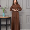 Belted Hooded Hijabi Prada Topcoat 1231 - brown