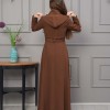 Belted Hooded Hijabi Prada Topcoat 1231 - brown