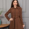 Belted Hooded Hijabi Prada Topcoat 1231 - brown