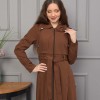 Belted Hooded Hijabi Prada Topcoat 1231 - brown