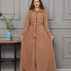 Belted Hooded Hijabi Prada Topcoat 1231 - tan