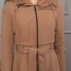 Belted Hooded Hijabi Prada Topcoat 1231 - tan