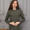 Hooded Belted Hijabi Prada Topcoat 1232 - khaki