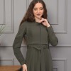 Hooded Belted Hijabi Prada Topcoat 1232 - khaki